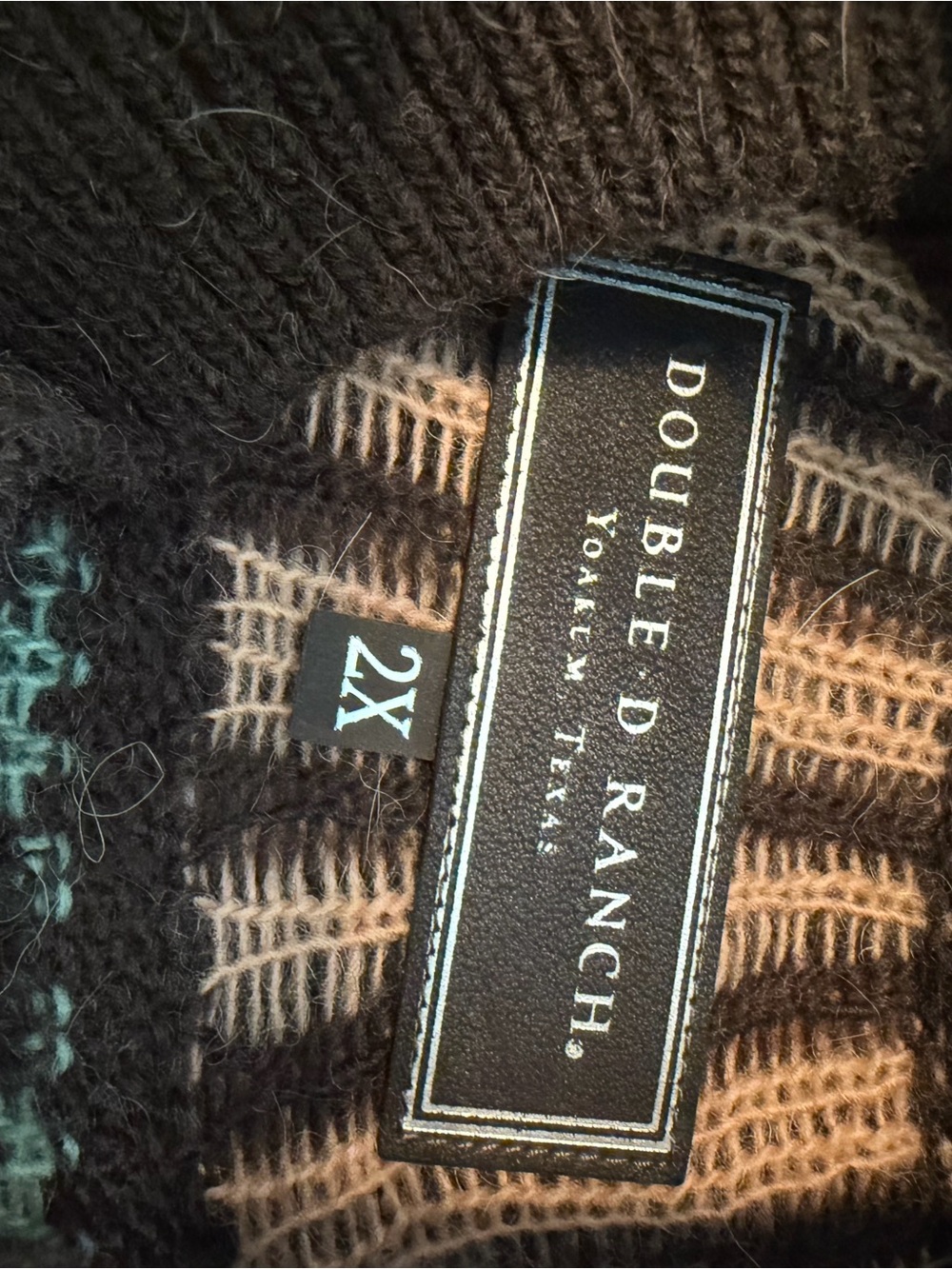 Double D Ranch Brown Fair Isle Turtleneck Sweater with Pink & Mustard Accents - Picture 3 of 5